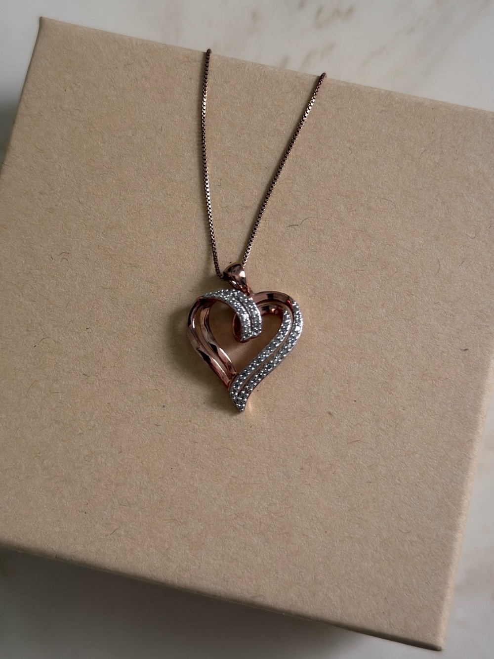 Rose Gold Diamond Heart Pendant Necklace